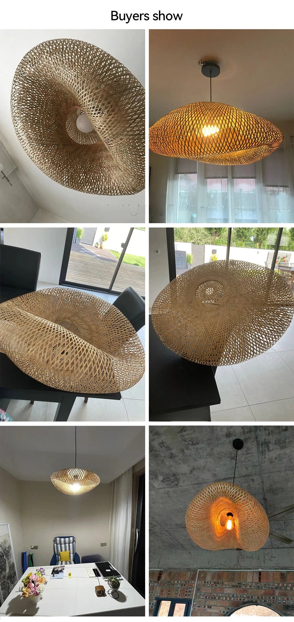 Luminaire suspendu LED en bambou fait à la main - luminacry