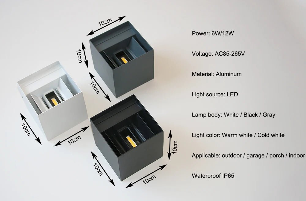 Applique Murale Extérieure, Intérieur Étanche Moderne Carré en Aluminium. - luminacry