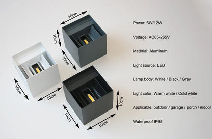 Applique Murale Extérieure, Intérieur Étanche Moderne Carré en Aluminium. - luminacry
