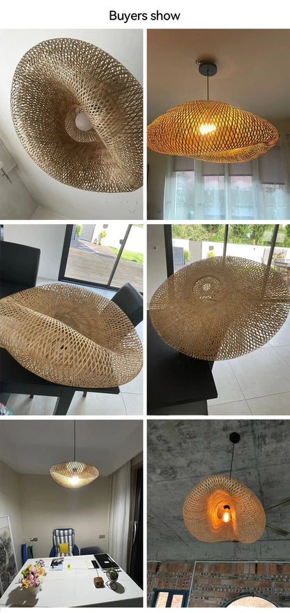 Luminaire suspendu LED en bambou fait à la main - luminacry