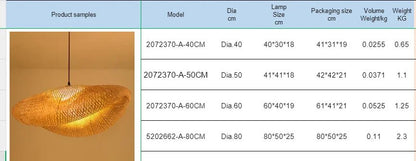 Luminaire suspendu LED en bambou fait à la main - luminacry